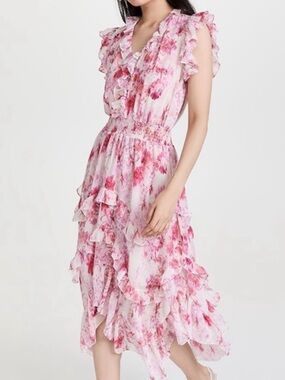 Misa Los Angeles chiffon tiered floral dress